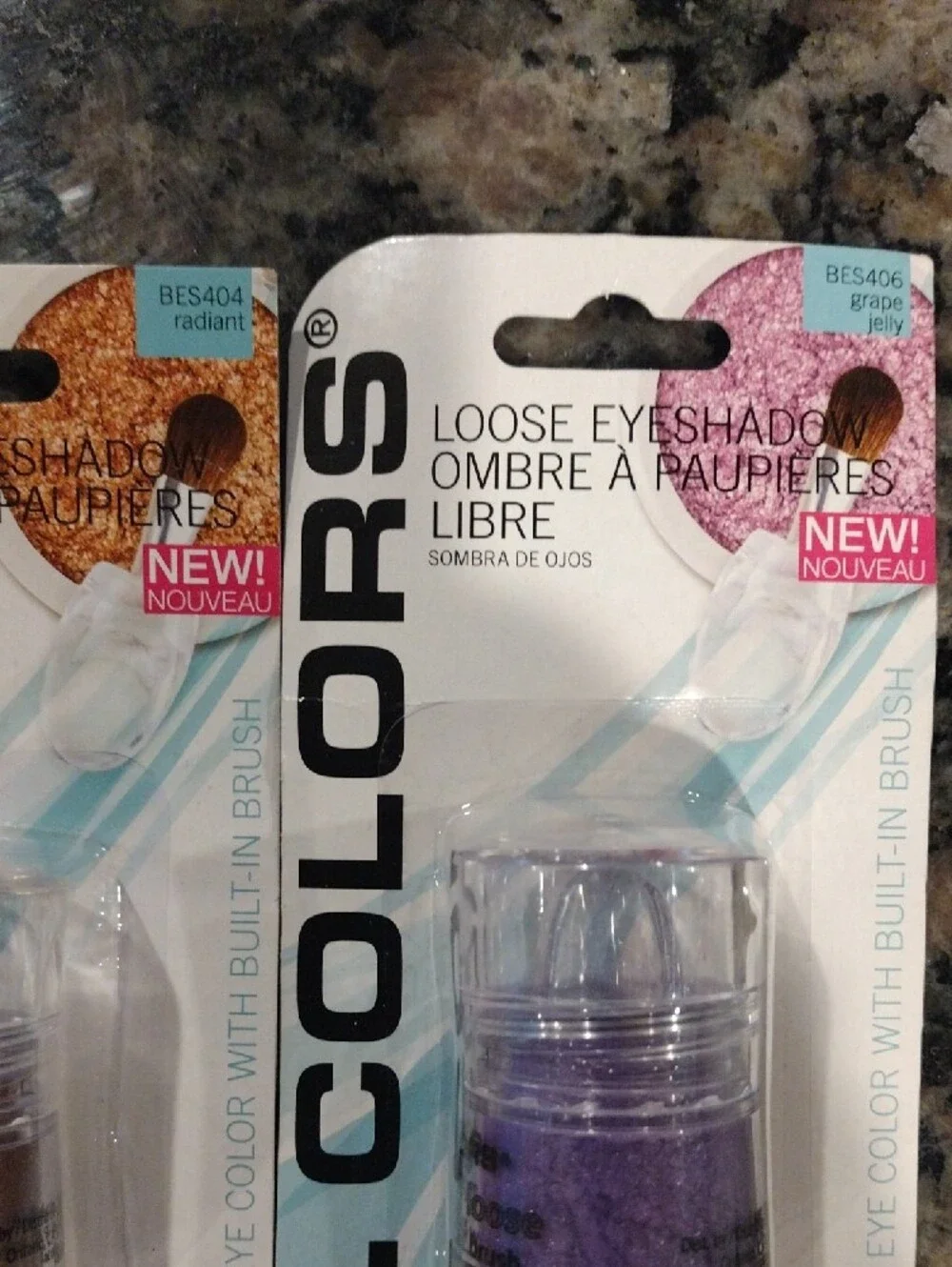 Lot of 2 L.A COLORS Shimmer Loose Eyeshadow radiant & grape jelly 0.10 oz new